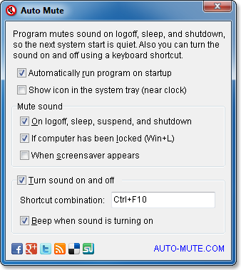 mute sound using Auto Mute software